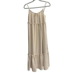 Cream Colored Tiered Sweet Midi Summer Sundress Festivals Boho *Medium*